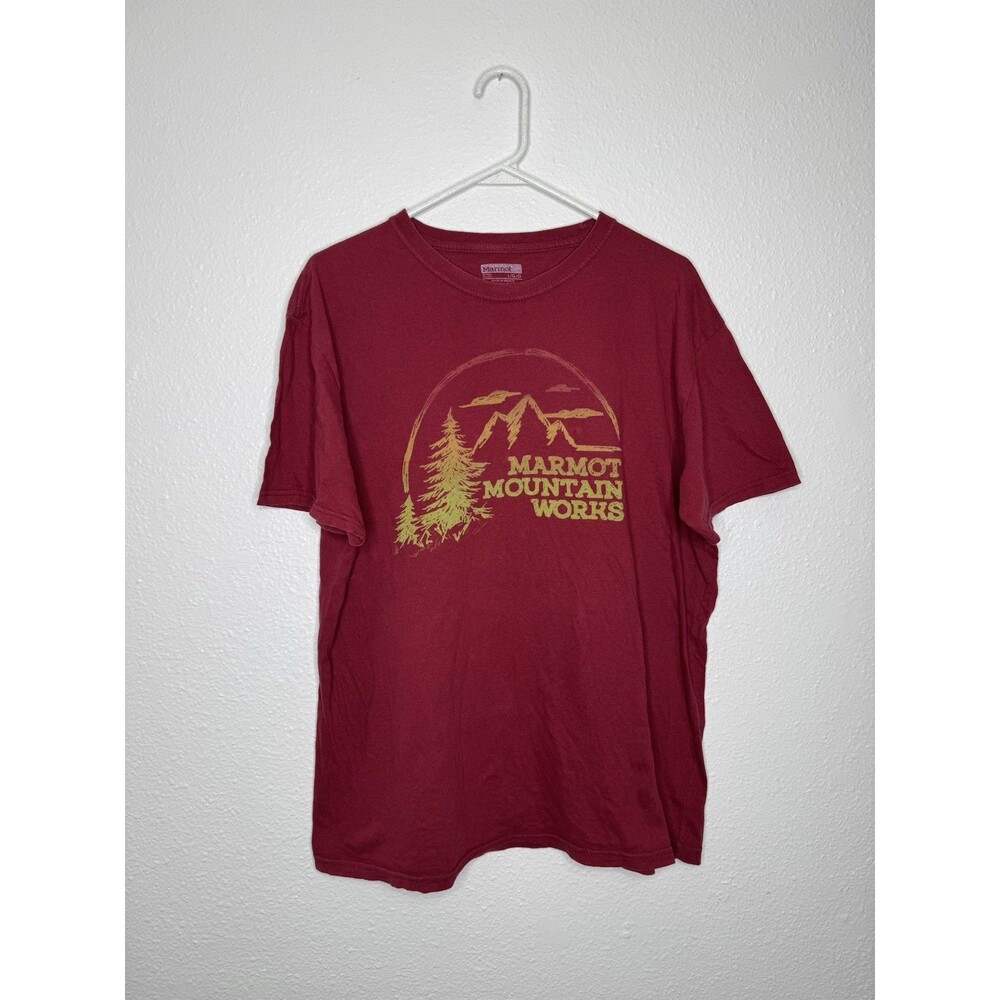 Marmot Mountain Works Red T-Shirt Mens Size L Outdoors Hiking Camping Organic